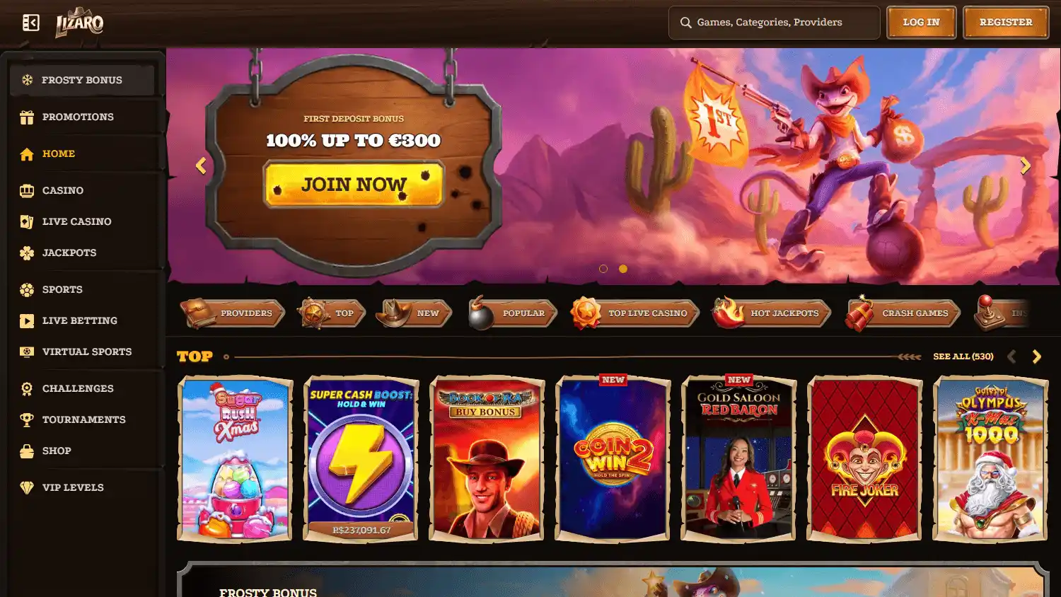 Lizaro website interface screenshot